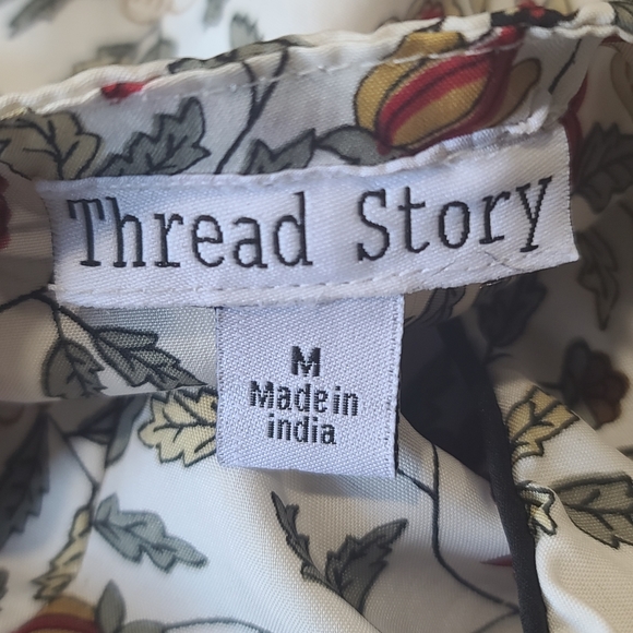 Womens Floral Sun Dress Sleeveless Sexy Lace Up Front Thread Story Medium - Picture 5 of 9